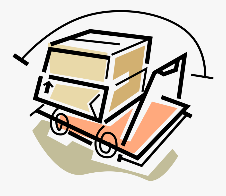 Vector Illustration Of Warehouse Boxes On Handcart, Transparent Clipart