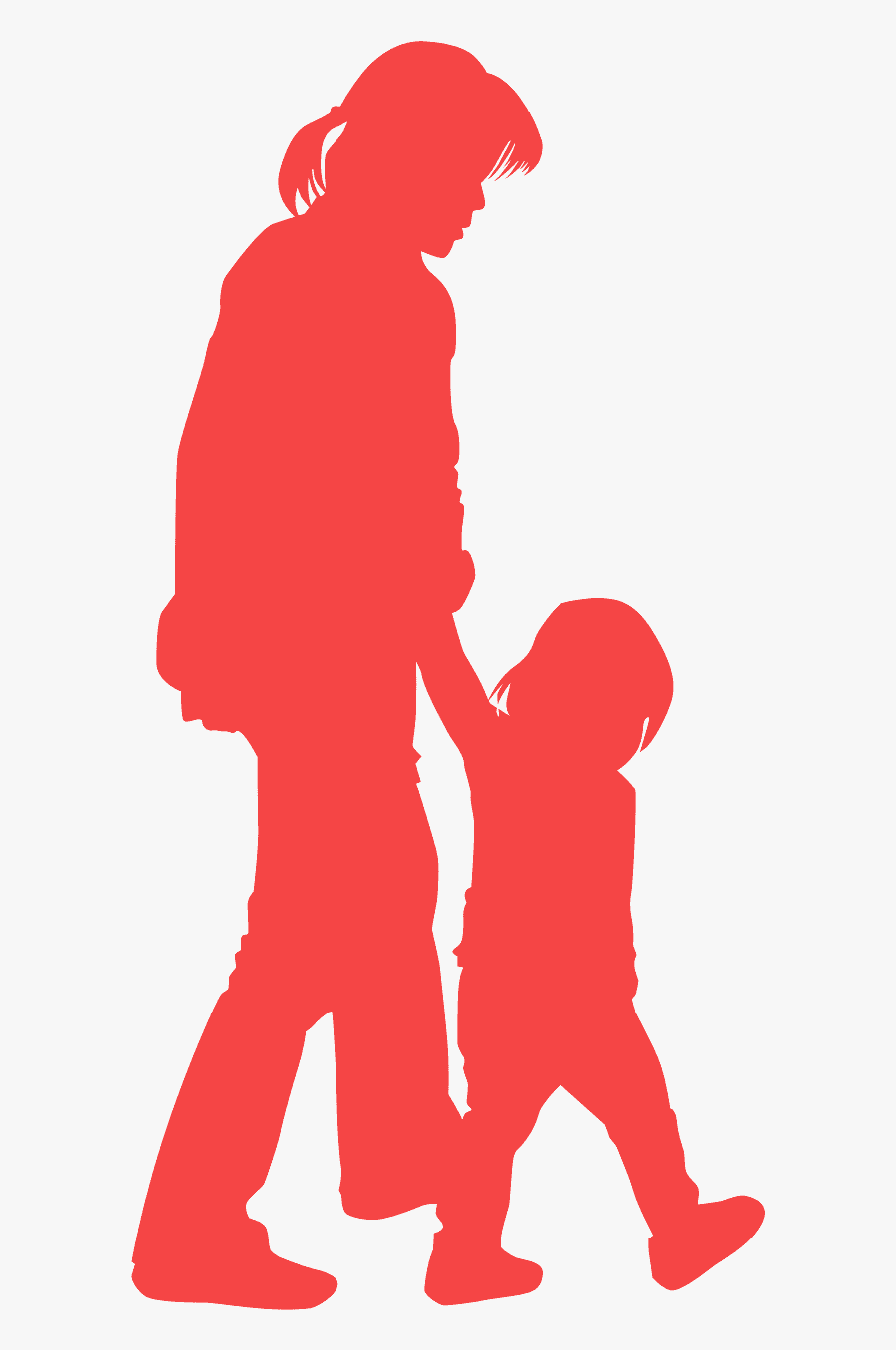 Child And Mother Silhouette, Transparent Clipart