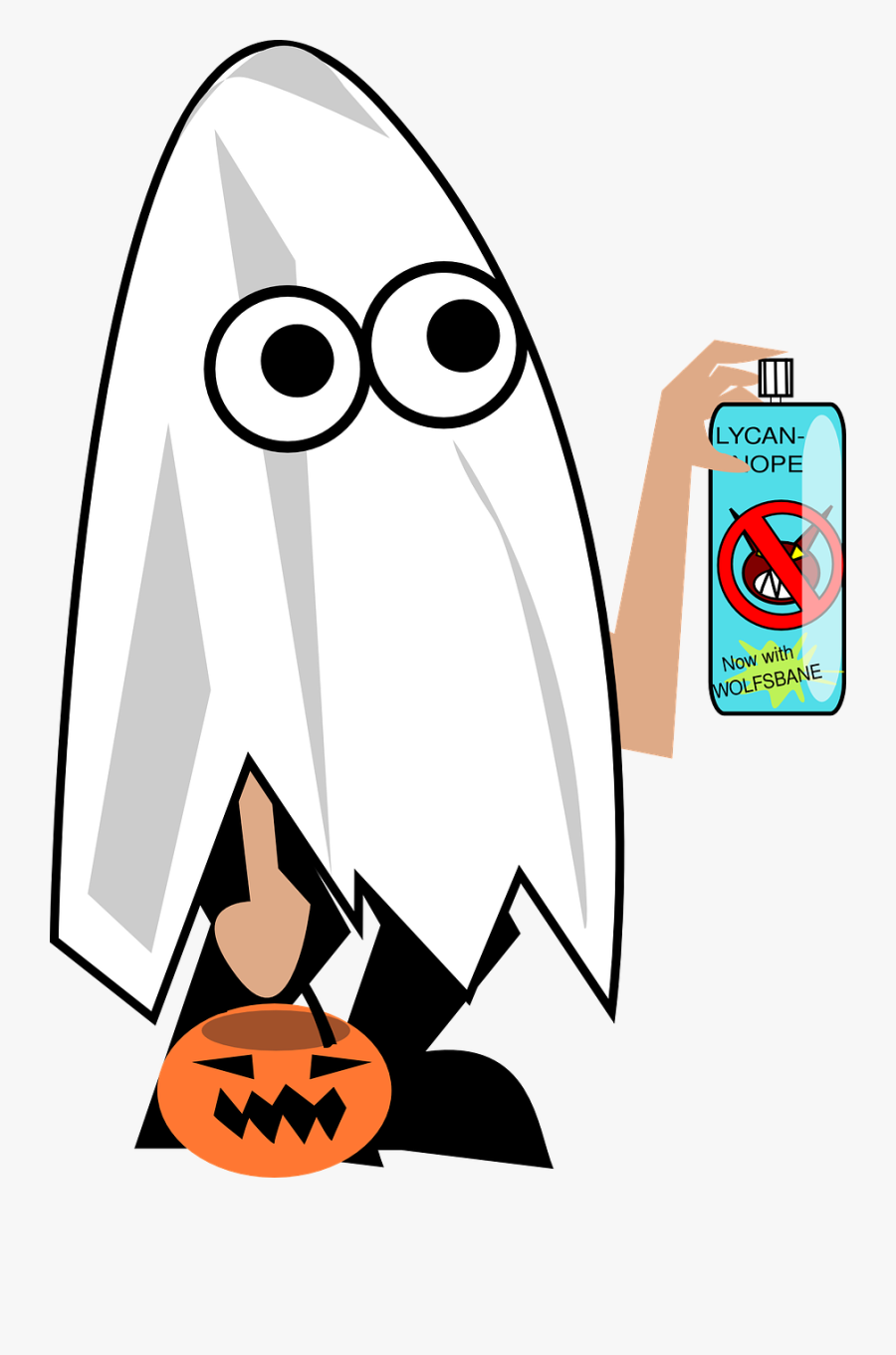 Ghost, Halloween, Kid, Fun, Costume, Pumpkin - Ghost Trick Or Treater, Transparent Clipart