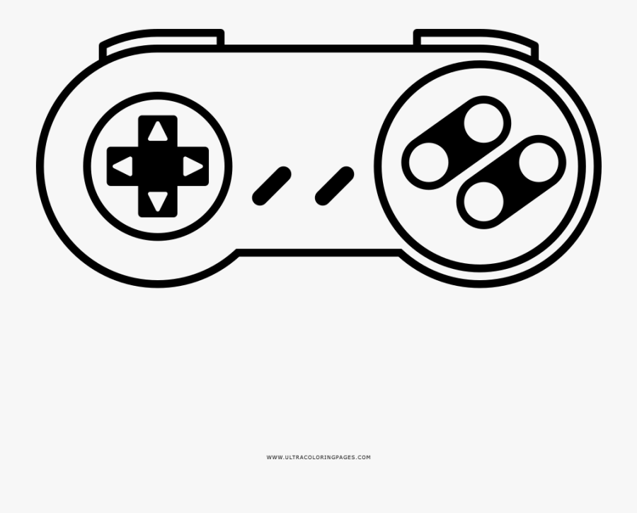 Snes Gamepad Coloring Page - Super Nintendo Controller Drawing, Transparent Clipart