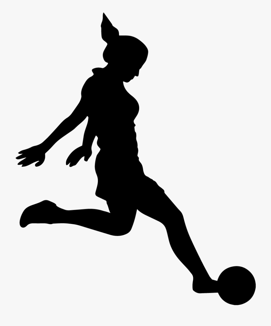 Girl Footballer Wall Art Sticker Decal, Black, Size - Girl Soccer Player Clipart, Transparent Clipart