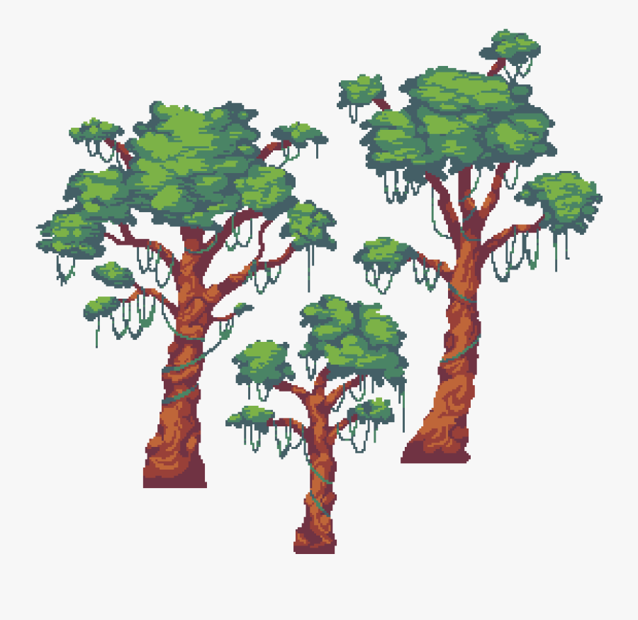 Jungle Tree Pixel Art, Transparent Clipart