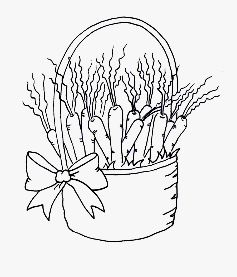 Carrot Drawing Basket - Basket With Carrots Drawing, Transparent Clipart