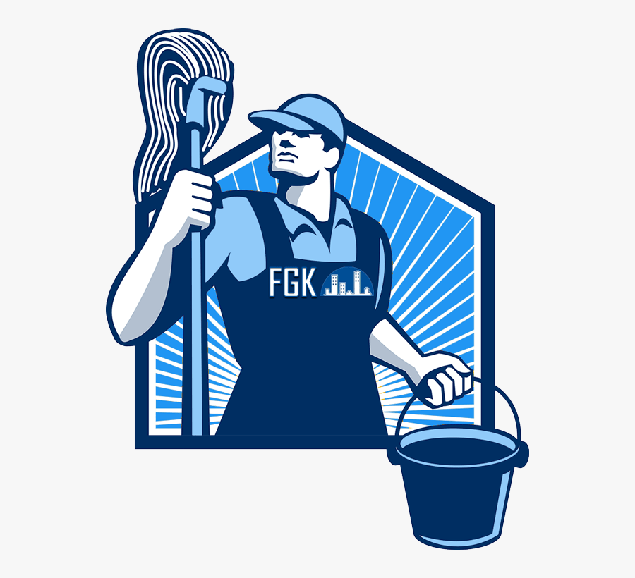 Fgk Services Inc - Man With Mop Cartoon, Transparent Clipart