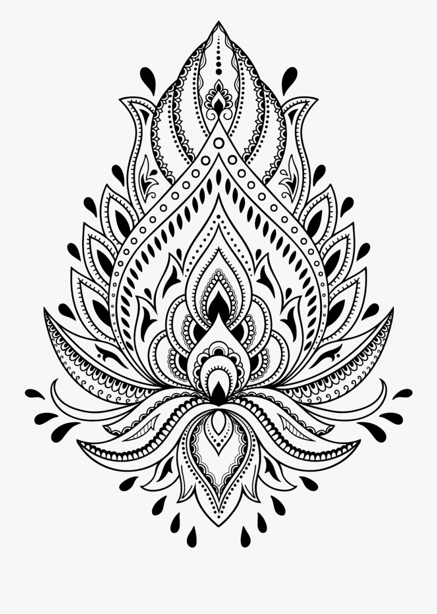 Tattoo Henna Stencil Template Mehndi Free Hd Image - Lotus Mandala Design, Transparent Clipart
