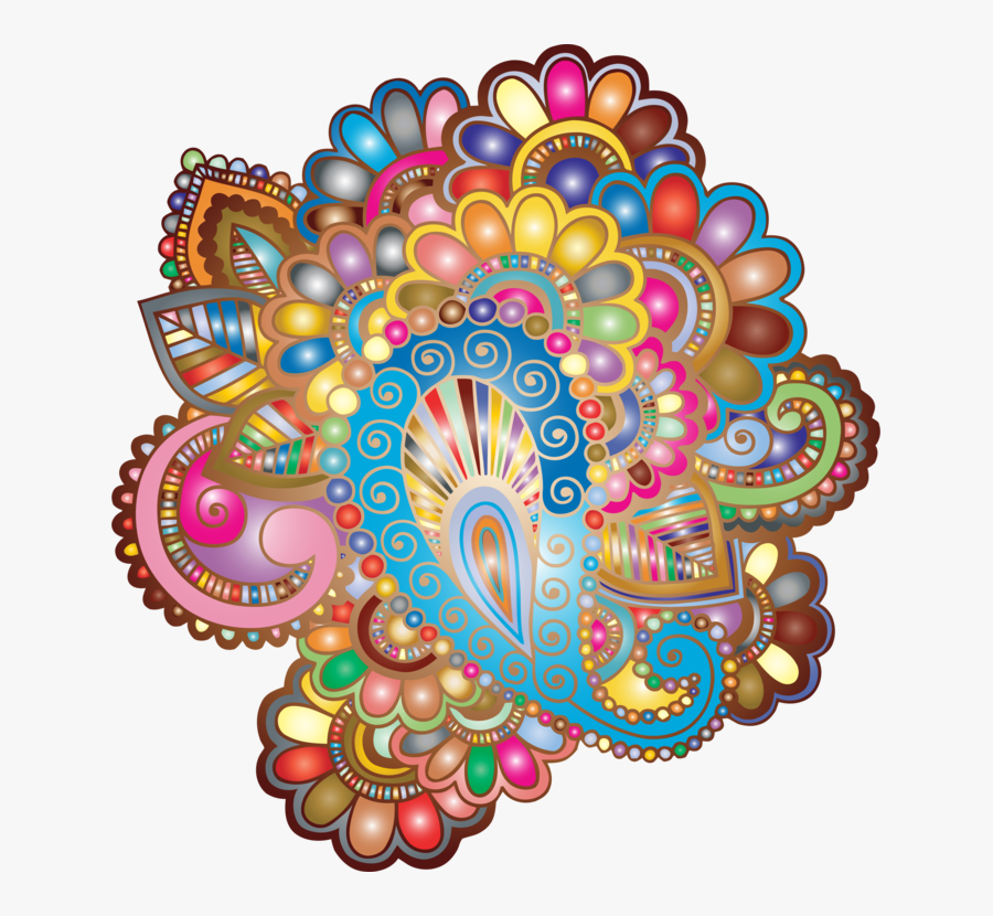 Visual Arts,flower,art - Colorful Mehndi Patterns Png, Transparent Clipart