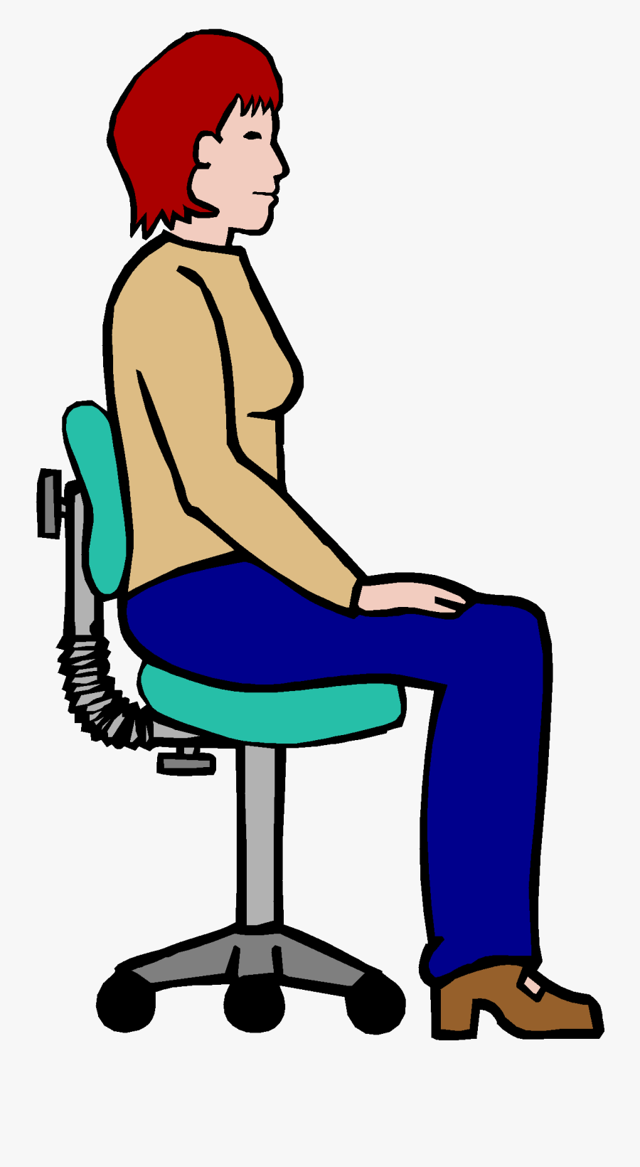 Sit Up Straight Clip Art - Person Sitting Straight In Chair, Transparent Clipart