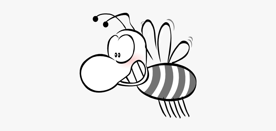 Bee 5 Black White Line Art Tatoo Tattoo - Cartoon Bees Transparent Background, Transparent Clipart