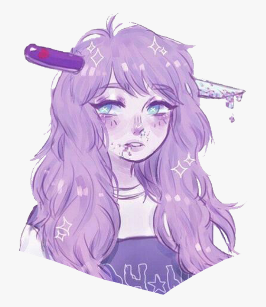 Purple Aesthetic Pastel Anime Girl