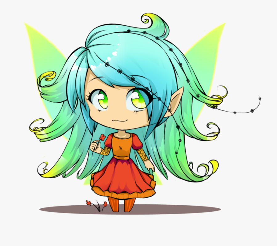 Anime Girl With Angel Wings Drawing Download - Chibi Fairy, Transparent Clipart