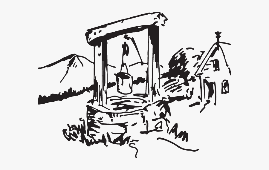Lady Pulling Water From Well, Transparent Clipart