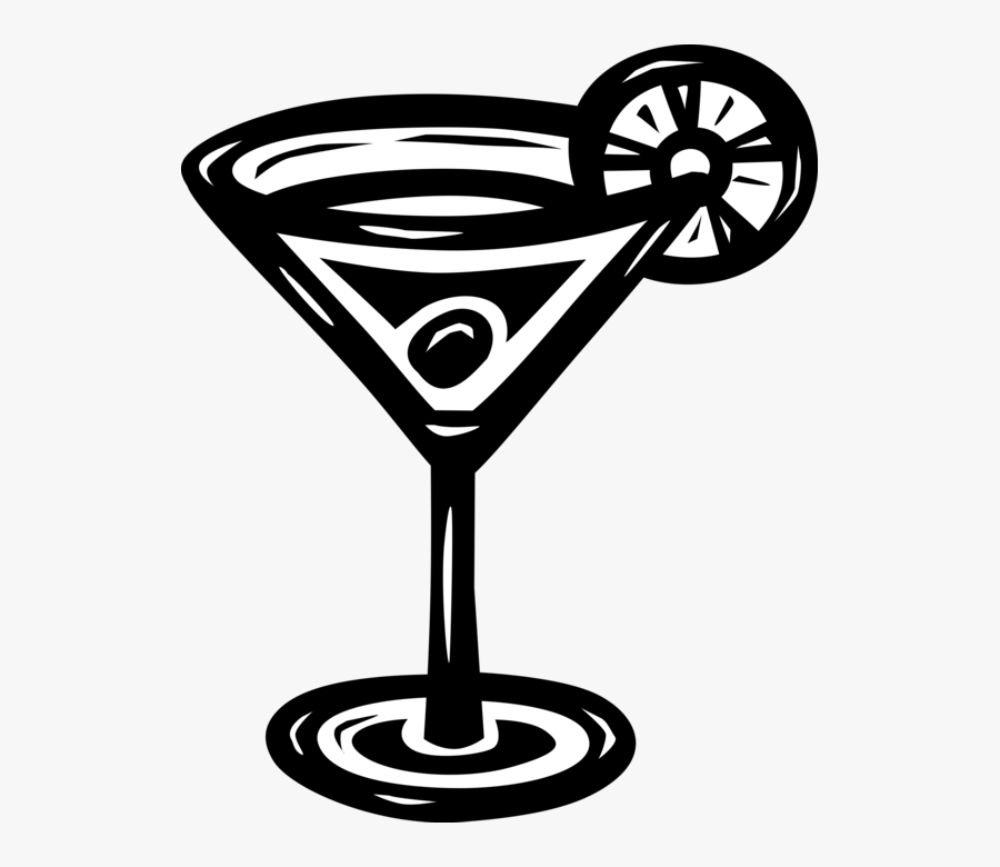 Vector Illustration Of Martini Cocktail Alcohol Beverage - Transparent Cocktail Vector, Transparent Clipart