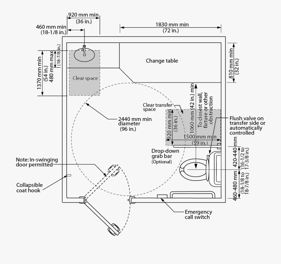 Figure 4 - 2 - 7 - 1 - Universal Washroom - Design - Barrier Free Changing Room, Transparent Clipart