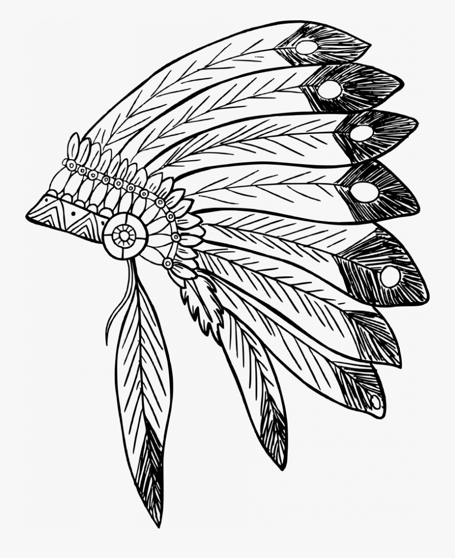 Download Pleasing Indian Headdress Clipart - Native American Headdress Drawing, Transparent Clipart