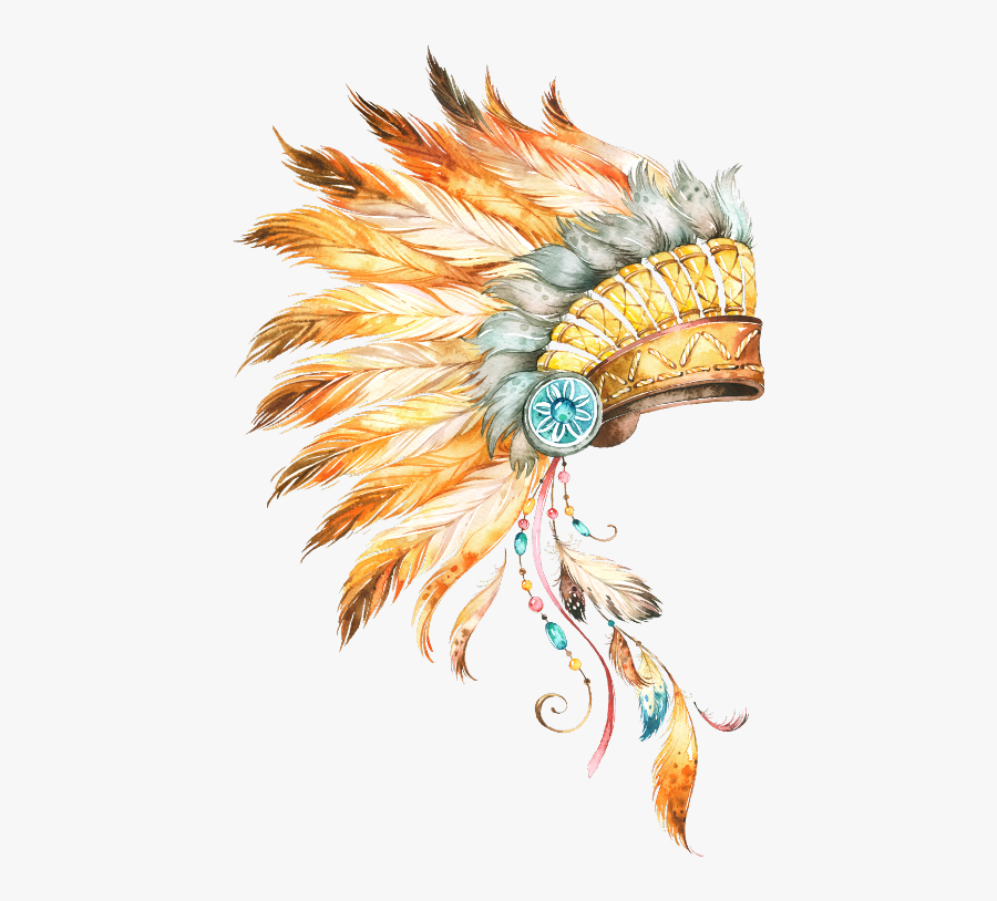 Indian Chief Headdress Art , Transparent Cartoons - Tribal Nursery Wall Art Print, Transparent Clipart