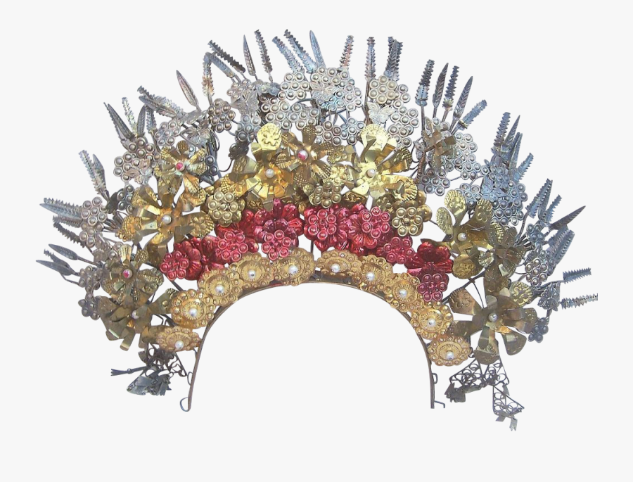Vintage Hair Comb Tiara Indonesian Wedding Headdress - Floral Headdress Transparent Background, Transparent Clipart