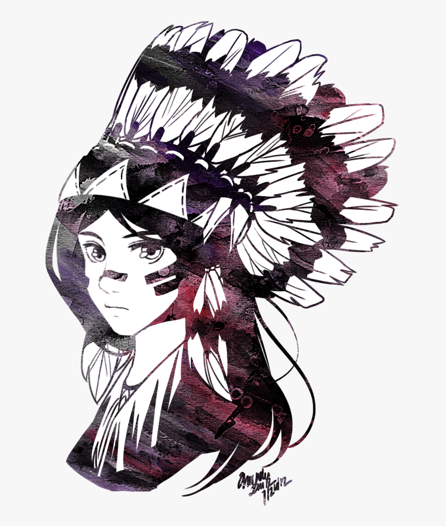 Transparent Indian Headband Clipart - رسم فتاة الهنود الحمر, Transparent Clipart