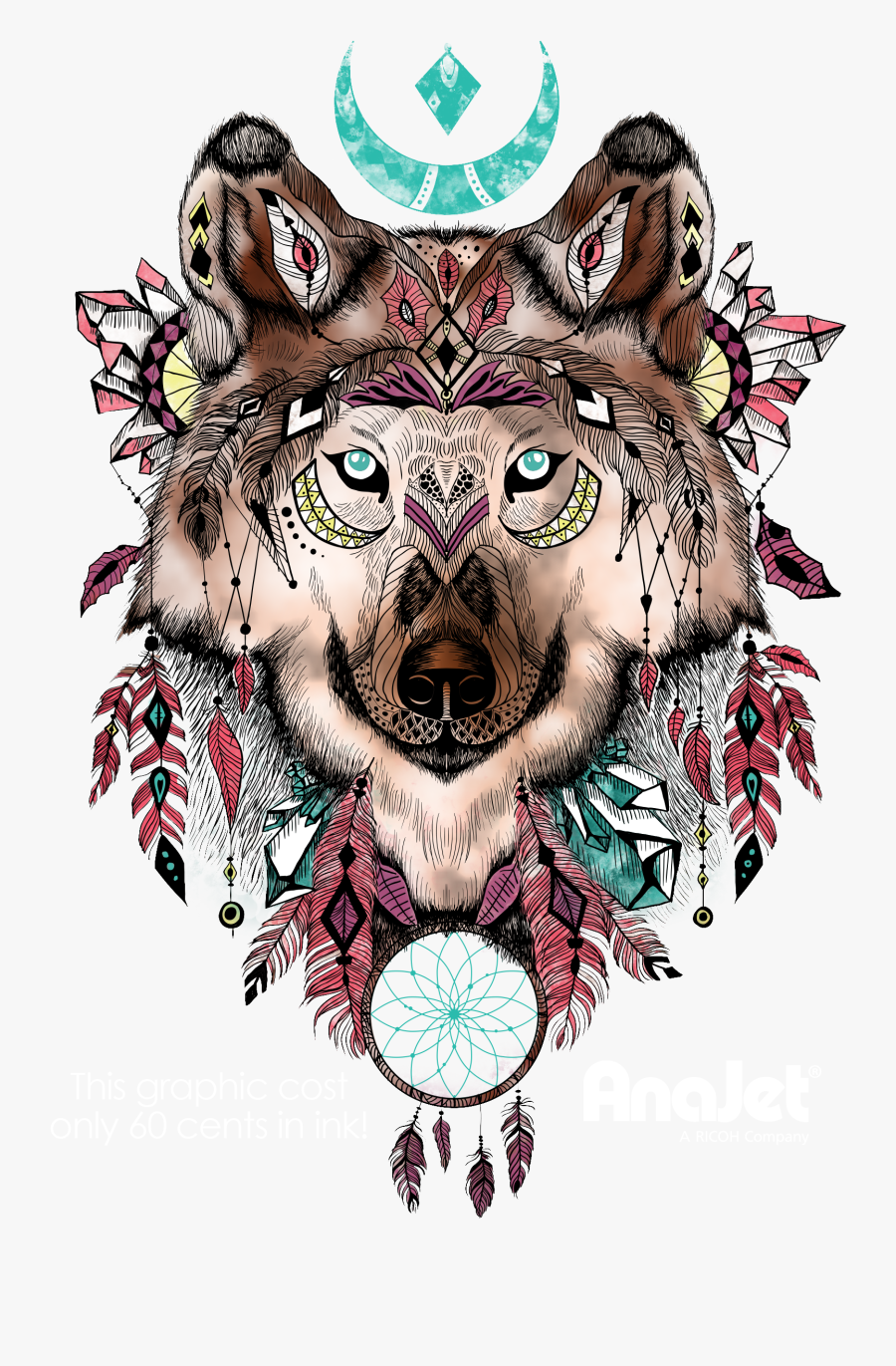 Native Wolf Dark Shi - Wolf Mandala, Transparent Clipart