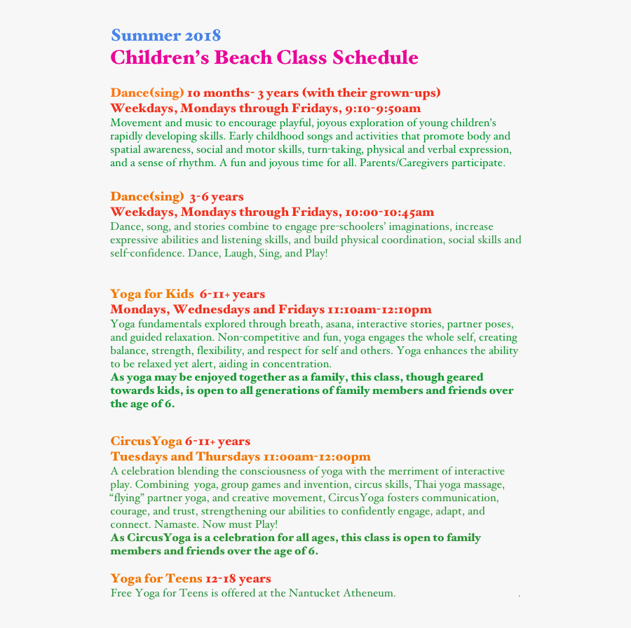 Summer 2018 Children"s Beach Class Schedule Dance - Tomorrow Fund, Transparent Clipart