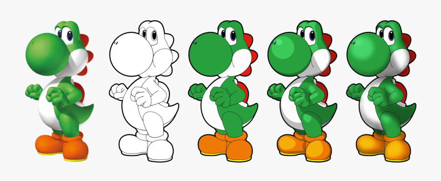 Yoshi Vector Drawing - Super Mario Yoshi Drow, Transparent Clipart