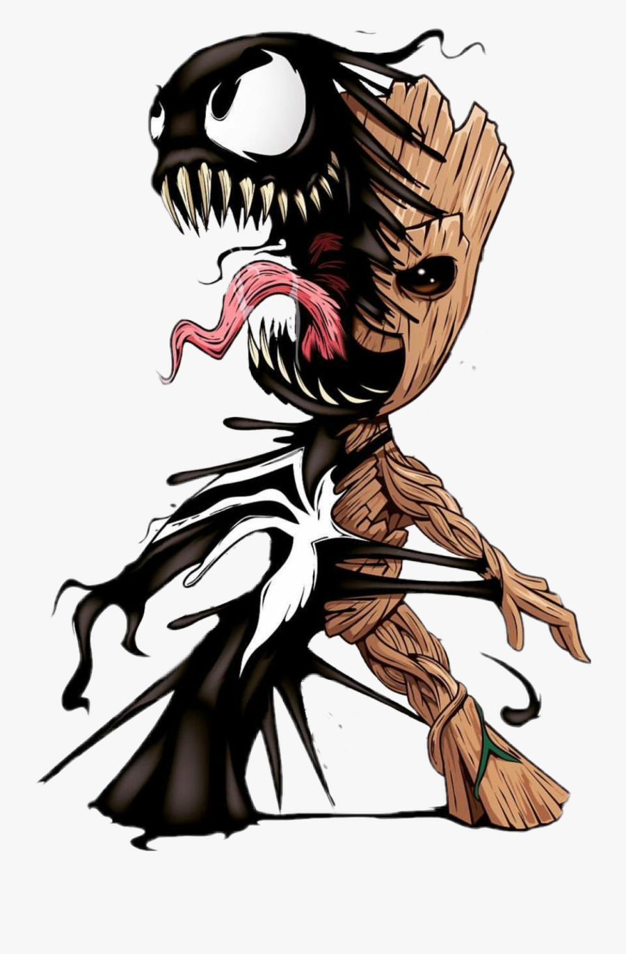 #groot #venom #art #sticker - Venom And Baby Groot, Transparent Clipart