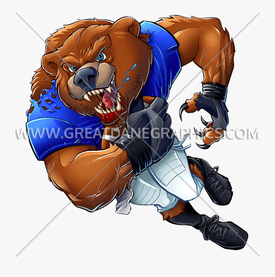 Clipart Football Bear - Bear Football Player Cartoon, Transparent Clipart