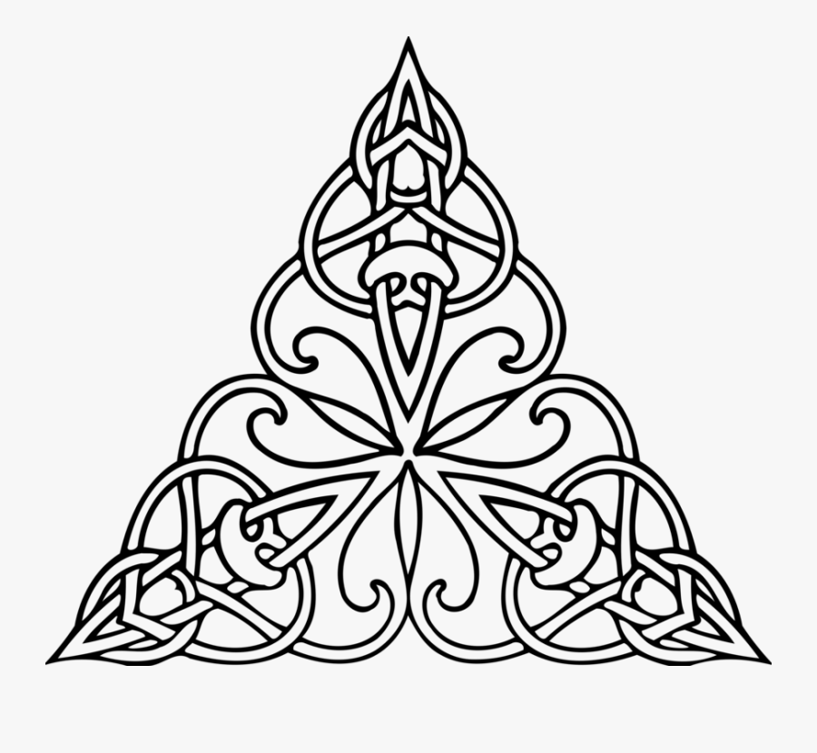 Line Art,plant,flower - Drawing Triangle With Design, Transparent Clipart