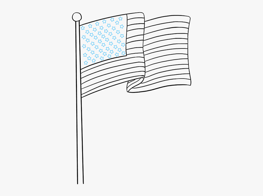 How To Draw American Flag - Line Art, Transparent Clipart