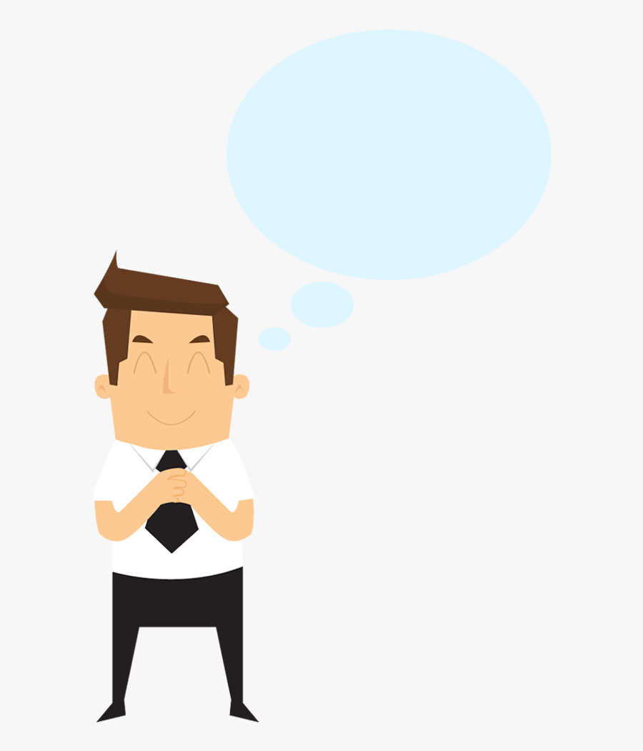 Cartoon Smiling Businessman With Speech Bubble - Cartoon, Transparent Clipart