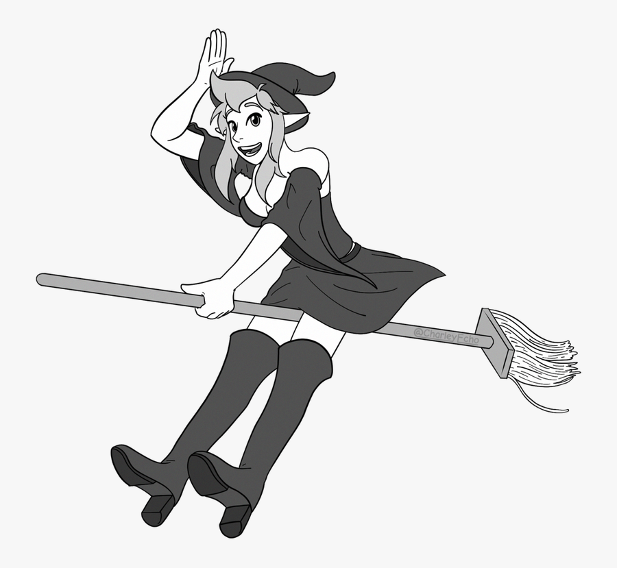 Drawing Witches Broom Sketch - Cartoon, Transparent Clipart