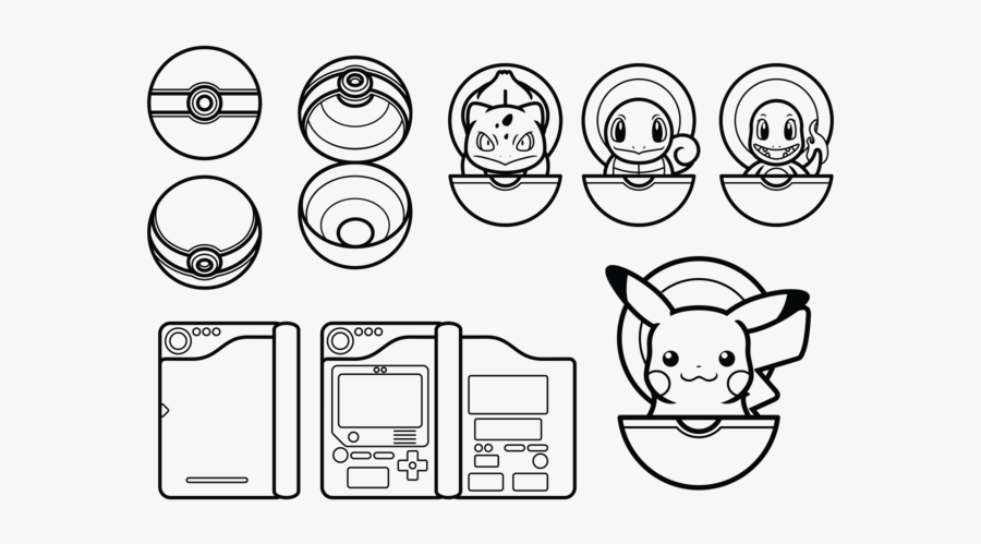 Drawn Pokeball Vector - Cartoon Pokemon Black And White, Transparent Clipart