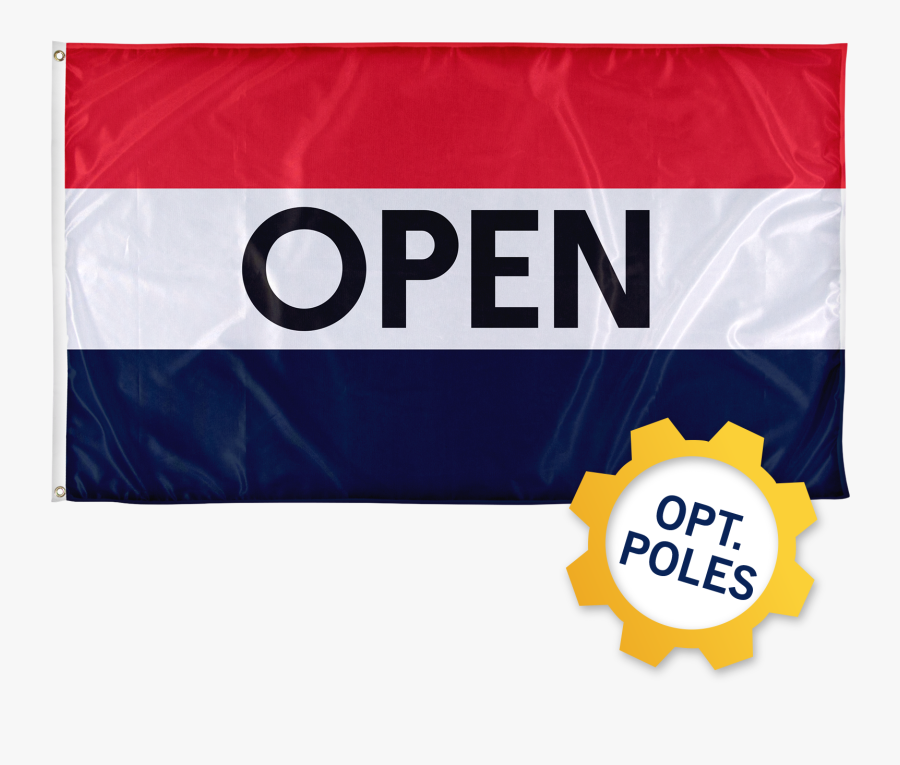 Open Flag W/ Optional Flagpole - Banner, Transparent Clipart