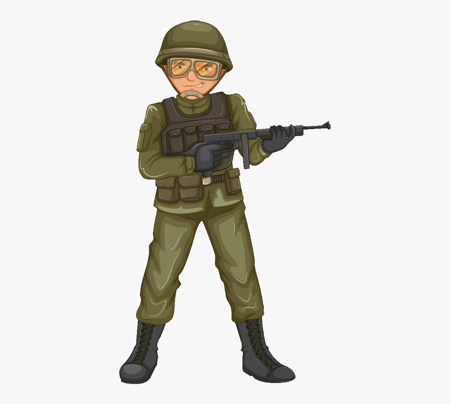 Military Man - Soldier Holding A Gun, Transparent Clipart