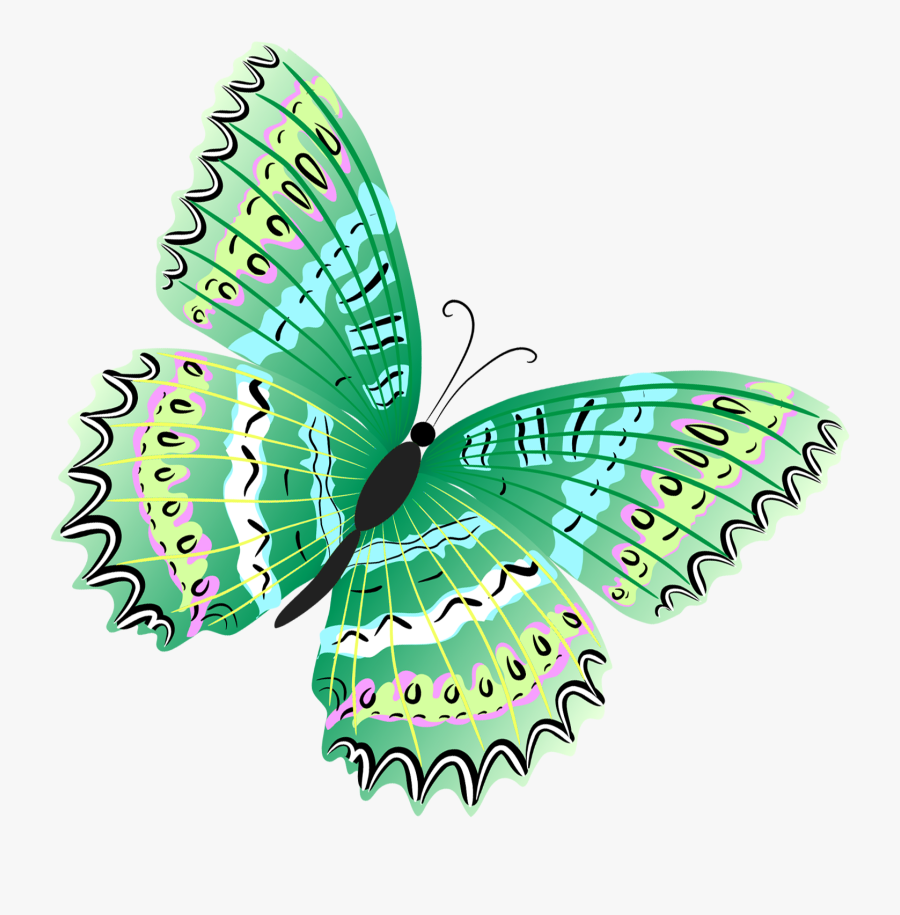 Butterfly Clip Art - Green Butterfly Transparent Png, Transparent Clipart