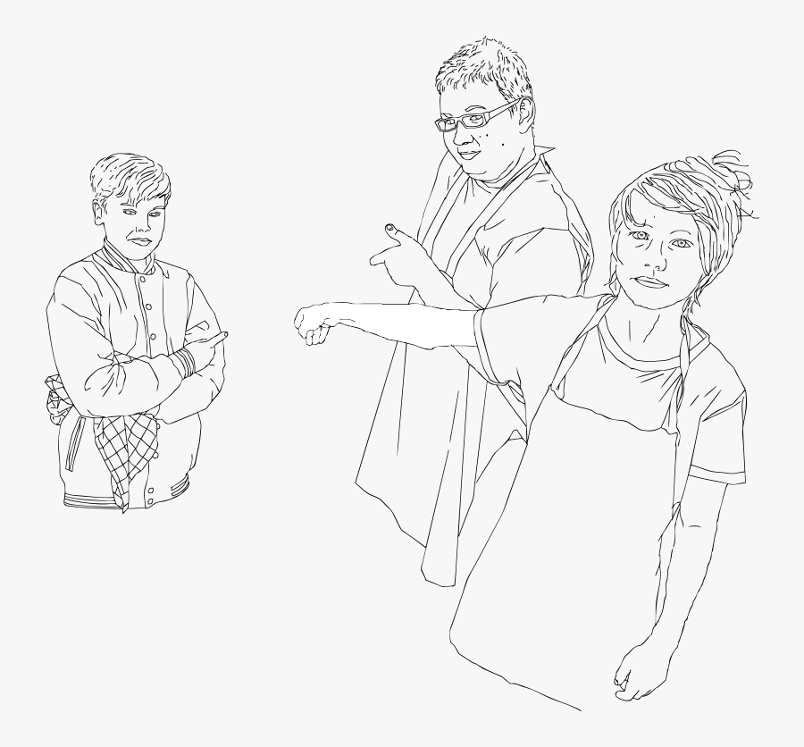 Kids Pointing At Stuff - Black And White Clipart Of Kids Pointing Something, Transparent Clipart