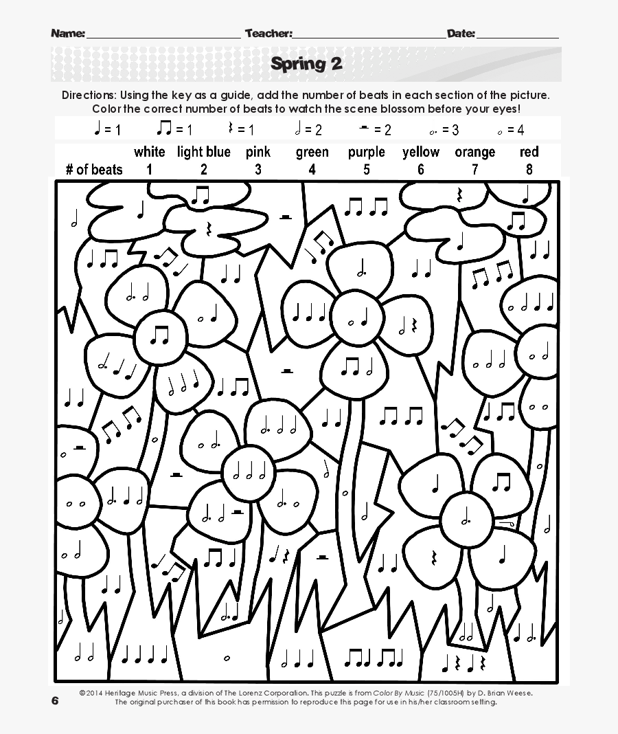 Clip Art Music Reproducible Book D - Color By Music, Transparent Clipart