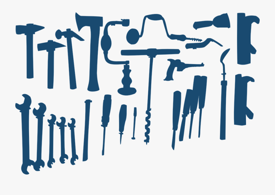 Tools, Carpentry, Blue, Silhouettes, Axe, Chisel, Craft - Transparent Tools Vector Png, Transparent Clipart