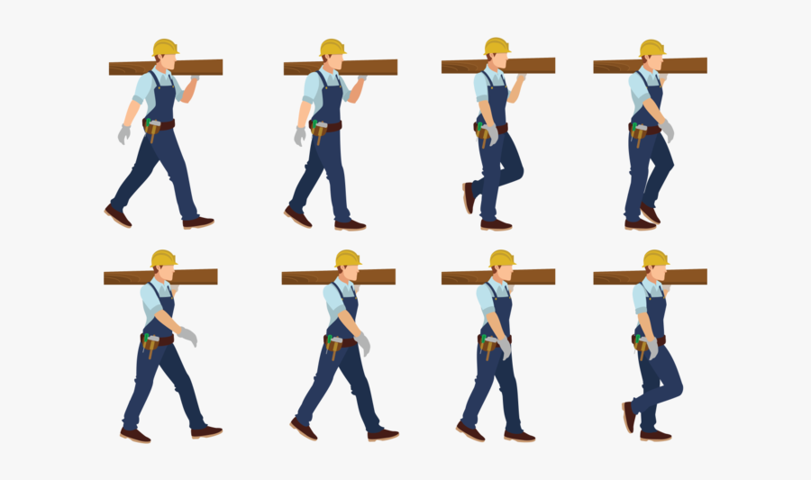 Carpenter Man Walking Cycle, Transparent Clipart