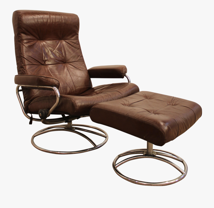 Clip Art Mid Century Styles - Mid Century Leather Chair And Ottoman, Transparent Clipart