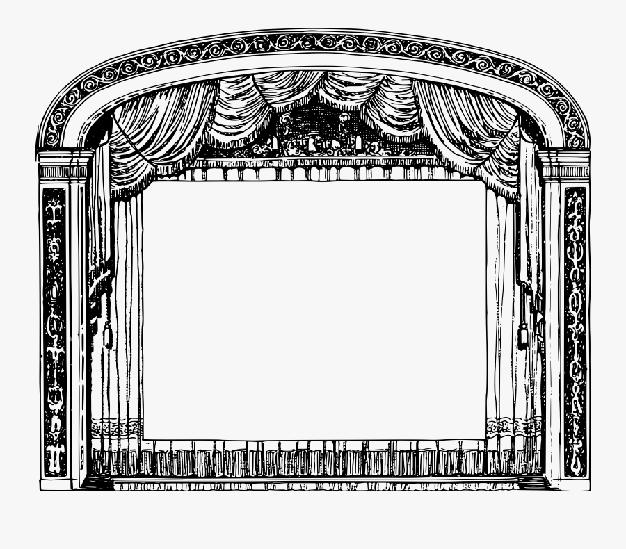 Curtains Clipart Black And White - Theatre Black And White, Transparent Clipart