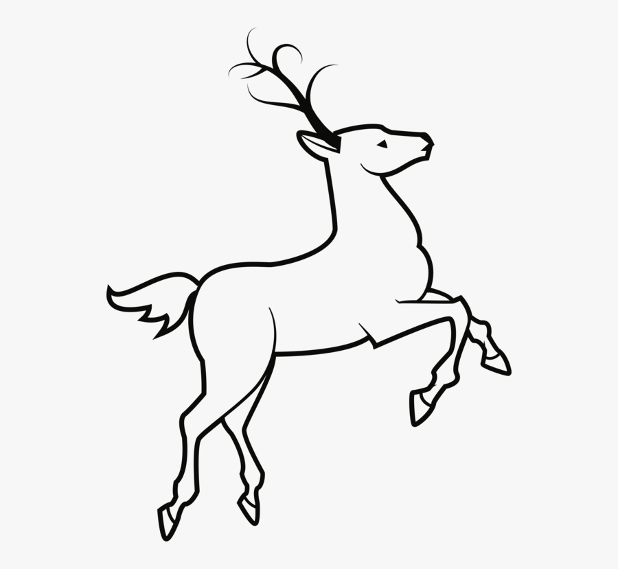 Line Art,style,elk - Deer On Hind Legs Drawing, Transparent Clipart