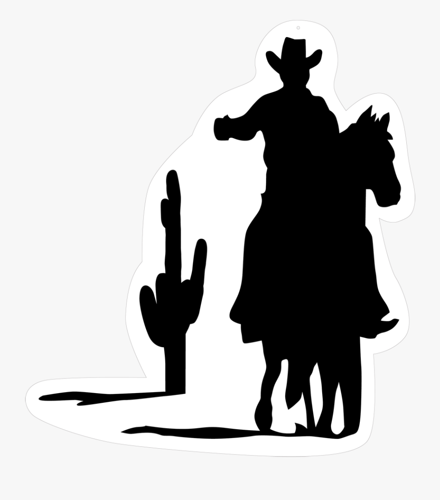 Cowboy Silhouette Clip Art - Cartoon Silhouette Of Cowboy, Transparent Clipart