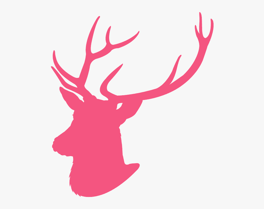 Pink Deer Head Silhouette, Transparent Clipart