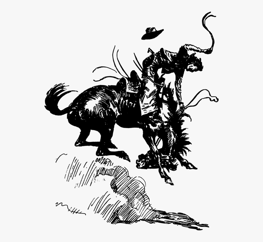 Horse Cowboy Drawing Equestrian Cartoon - Cowboys Drawing Png, Transparent Clipart