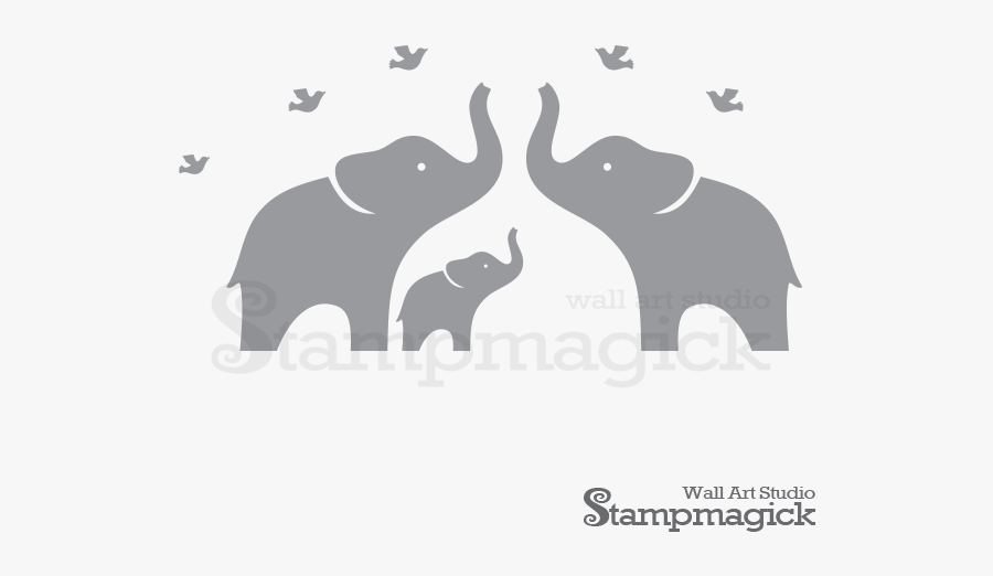 Elephants Wall Decal For Nursery, K118x - Wall Decal, Transparent Clipart