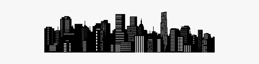 Silhouette Skyline Drawing - Cityscape Black And White Drawing Png, Transparent Clipart