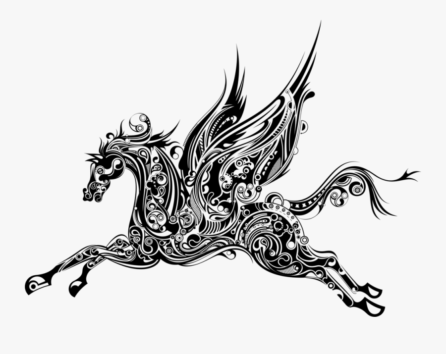 Horse Pegasus Winged Unicorn Silhouette Drawing - Pegasus Silhouette, Transparent Clipart