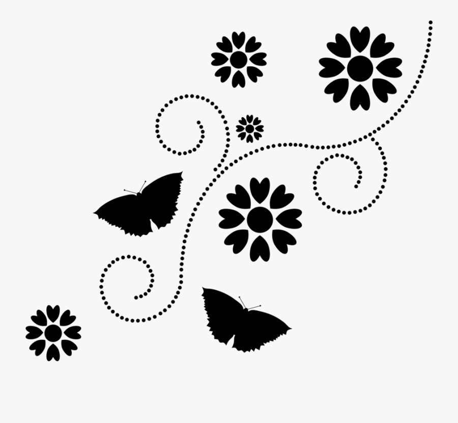 Flower Silhouette Png -flower Silhouette Floral Design - Flowers And Butterfly Silhouette, Transparent Clipart