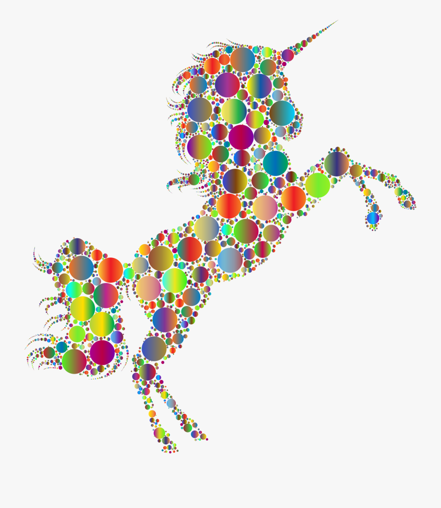 Prismatic Unicorn Silhouette 2 Circles 4 No Background - Unicorn Image No Background, Transparent Clipart