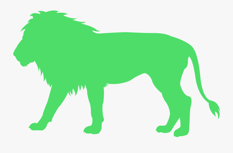 Green Lion Silhouette, Transparent Clipart